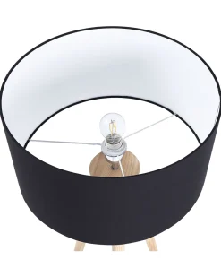 Candeeiro De Pe Preto Com Tripe De Madeira Nitra