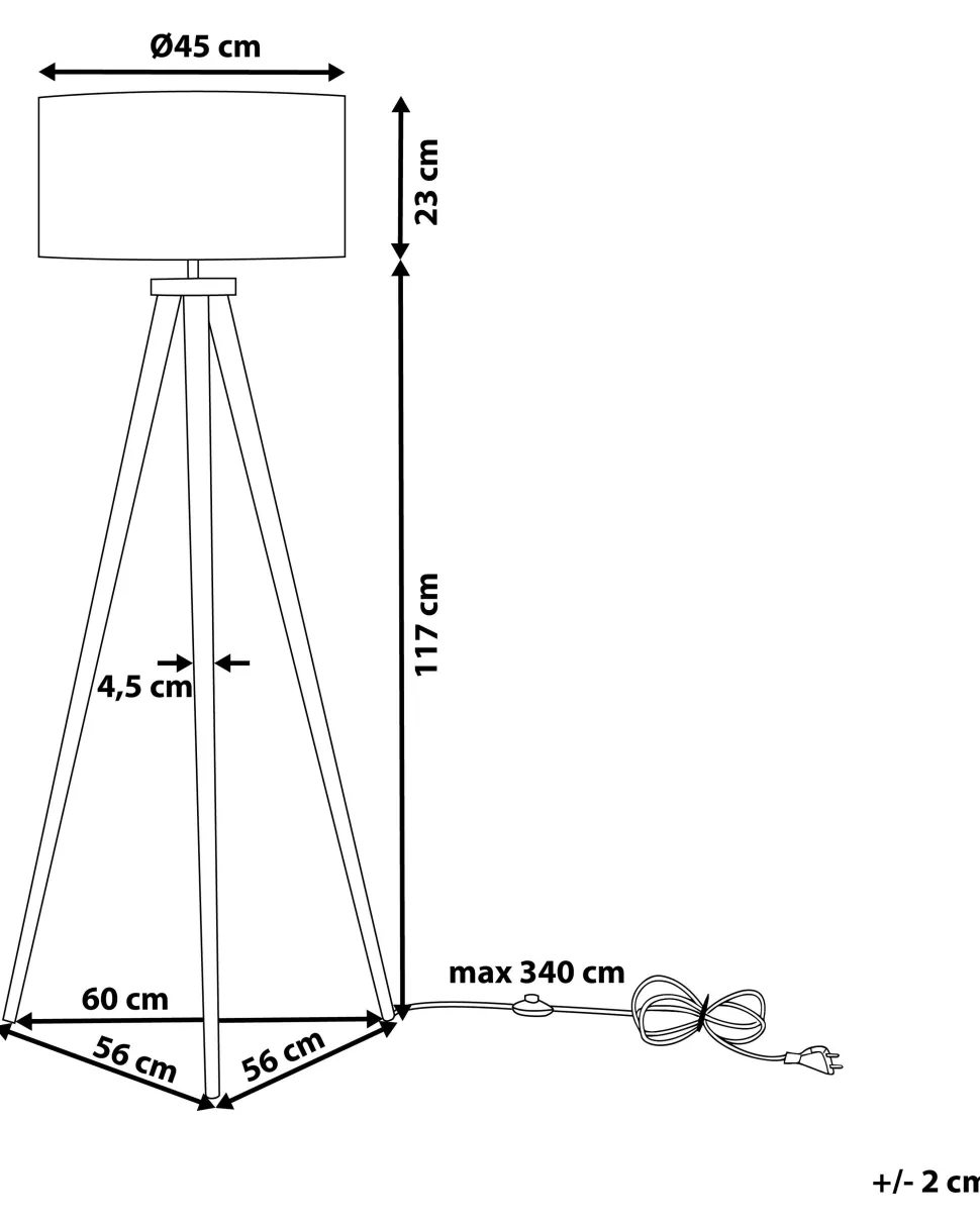 Candeeiro De Pe Preto Com Tripe De Madeira Nitra