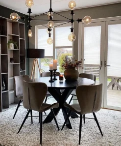 Candeeiro De Pe Preto Com Tripe De Madeira Nitra