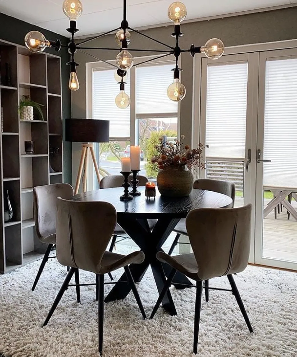 Candeeiro De Pe Preto Com Tripe De Madeira Nitra