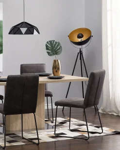 Candeeiro De Pe Preto E Dourado Thames