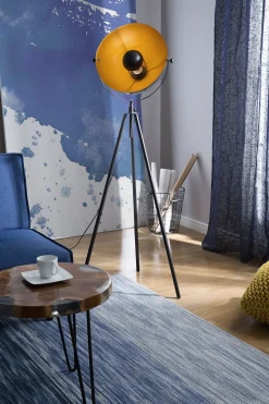 Candeeiro De Pe Preto E Dourado Thames