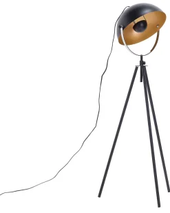 Candeeiro De Pe Preto E Dourado Thames