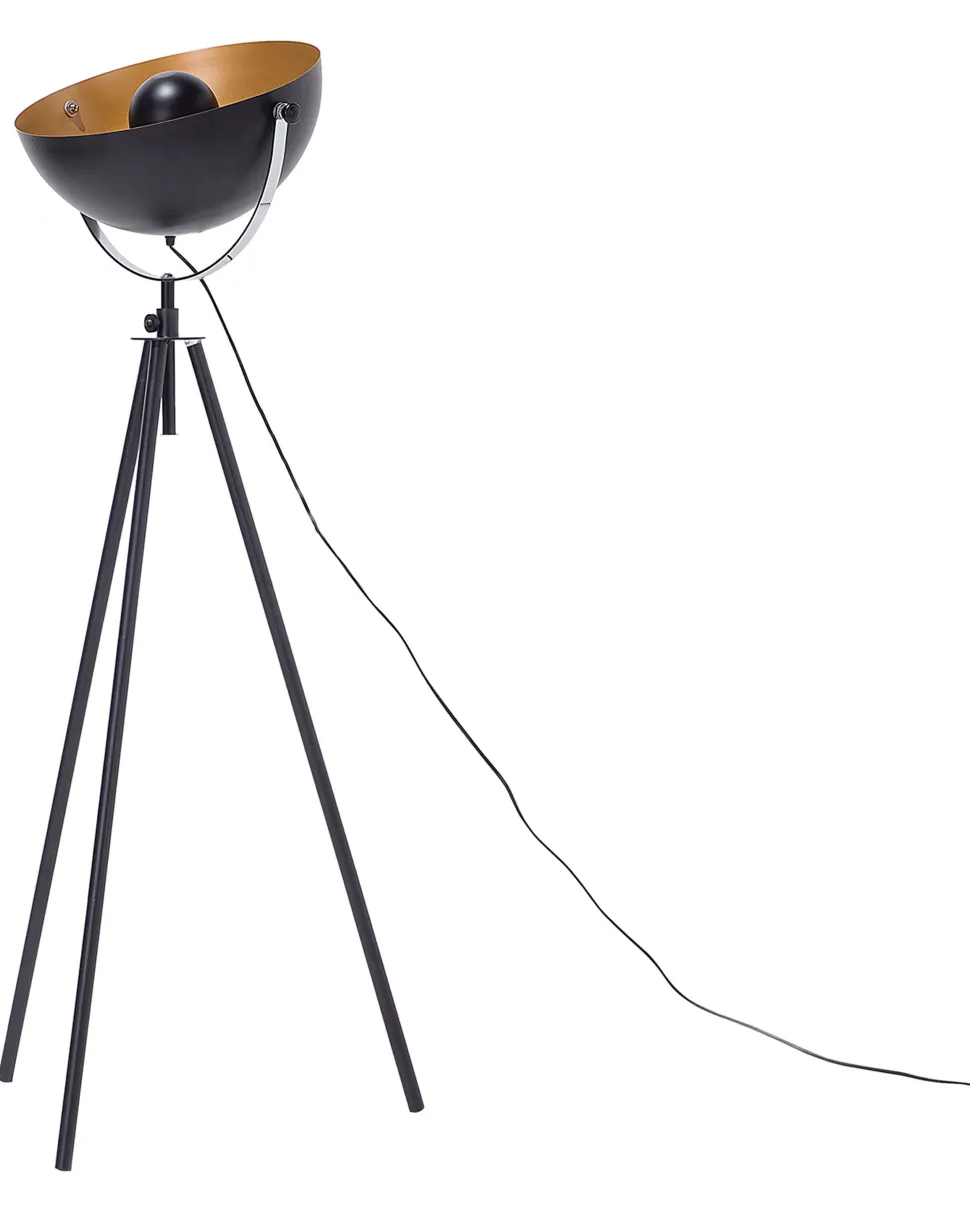 Candeeiro De Pe Preto E Dourado Thames