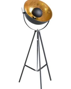 Candeeiro De Pe Preto E Dourado Thames Ii