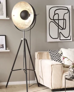 Candeeiro De Pe Preto E Prateado Thames Ii