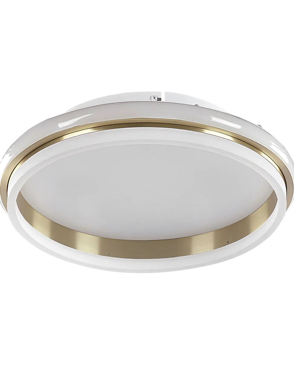 Candeeiro De Teto 42 Cm Metal Branco E Dourado Taping