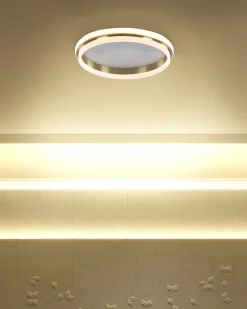 Candeeiro De Teto 42 Cm Metal Branco E Dourado Taping