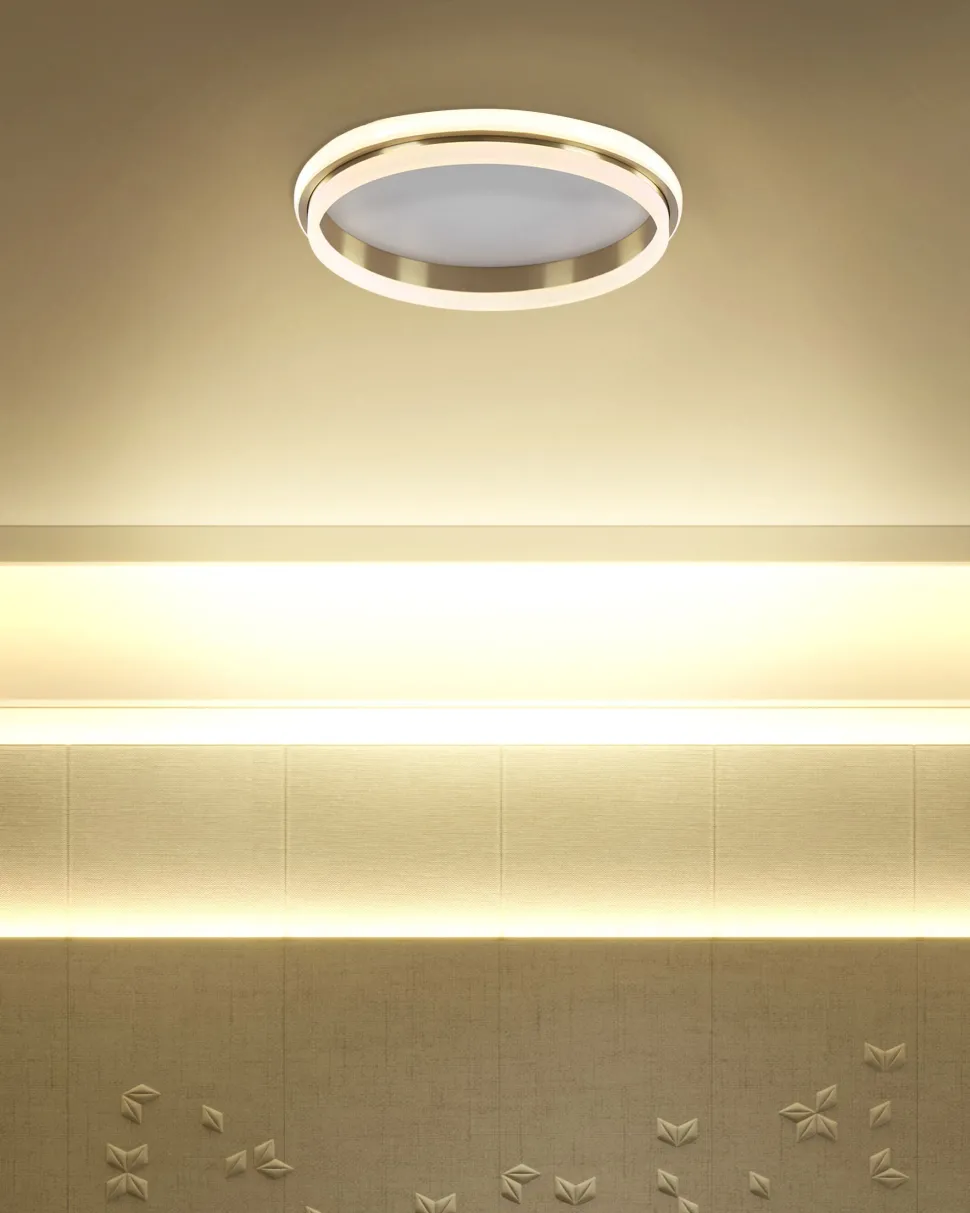 Candeeiro De Teto 42 Cm Metal Branco E Dourado Taping