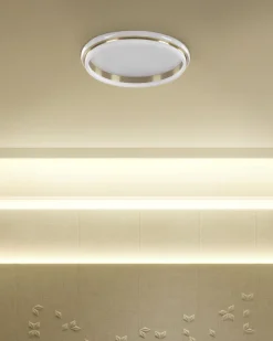 Candeeiro De Teto 42 Cm Metal Branco E Dourado Taping