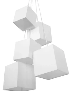 Candeeiro De Teto Branco Com 5 Abajures Em Forma De Cubo Mesta