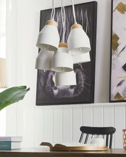 Candeeiro De Teto Branco Com 6 Unidades Cestos