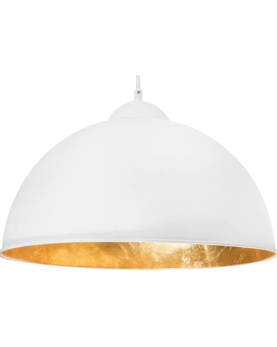 Candeeiro De Teto Branco E Dourado Cetina