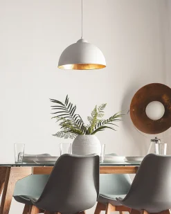 Candeeiro De Teto Branco E Dourado Cetina