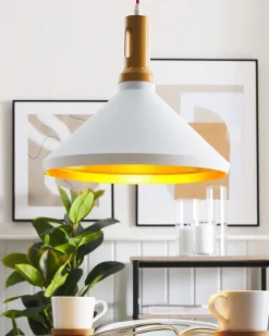 Candeeiro De Teto Branco E Dourado Liard