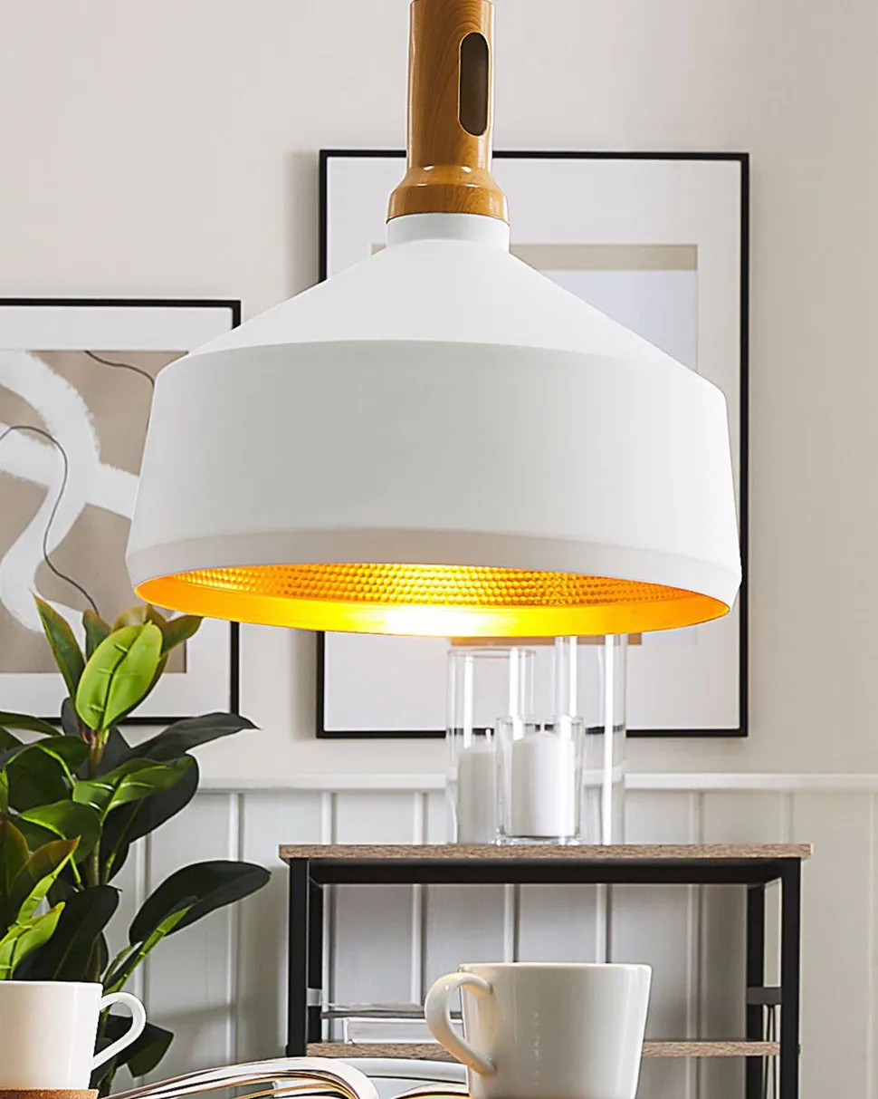 Candeeiro De Teto Branco E Dourado Mackenzie