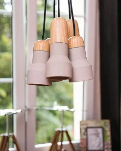 Candeeiro De Teto Com 5 Abajures Cinzento E Castanho Claro Apure