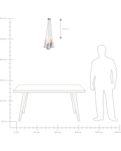 Candeeiro De Teto Com 5 Abajures Cinzento E Castanho Claro Apure