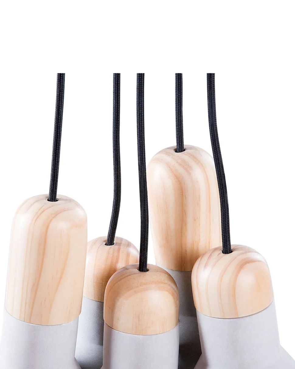 Candeeiro De Teto Com 5 Abajures Cinzento E Castanho Claro Apure