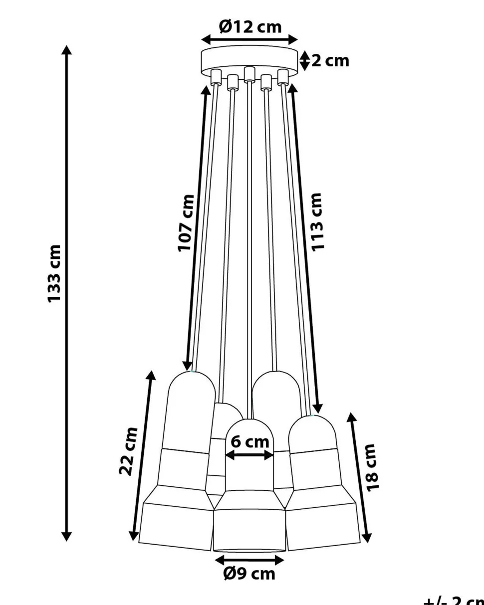 Candeeiro De Teto Com 5 Abajures Cinzento E Castanho Claro Apure