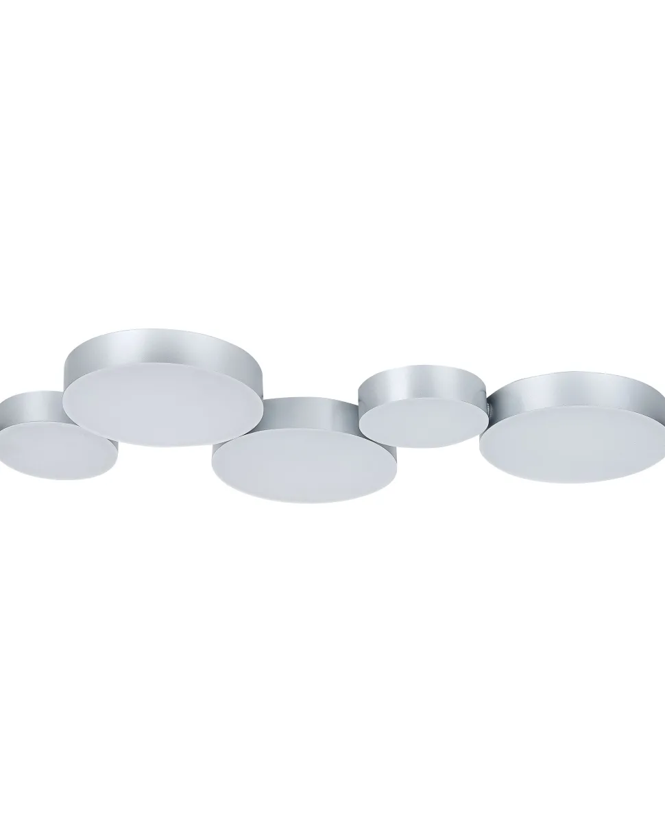 Candeeiro De Teto Com 5 Focos Led Em Metal Prateado Luga