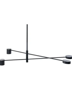 Candeeiro De Teto Com 4 Focos Em Metal Preto Bandon