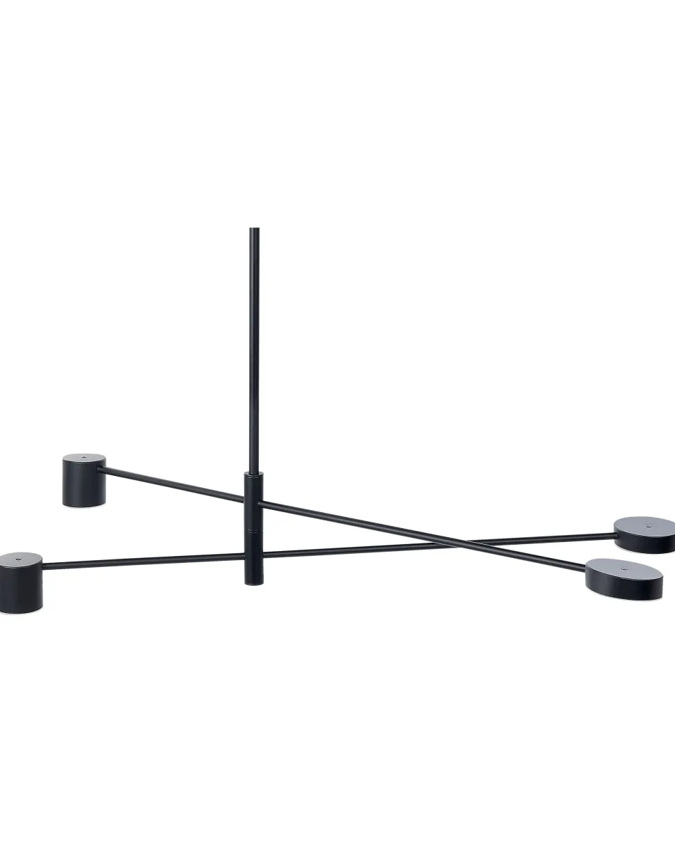 Candeeiro De Teto Com 4 Focos Em Metal Preto Bandon