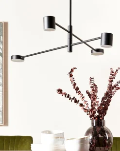 Candeeiro De Teto Com 4 Focos Em Metal Preto Bandon