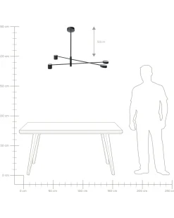 Candeeiro De Teto Com 4 Focos Em Metal Preto Bandon