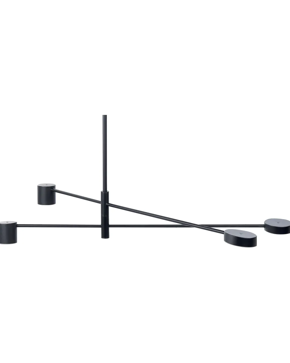 Candeeiro De Teto Com 4 Focos Em Metal Preto Bandon