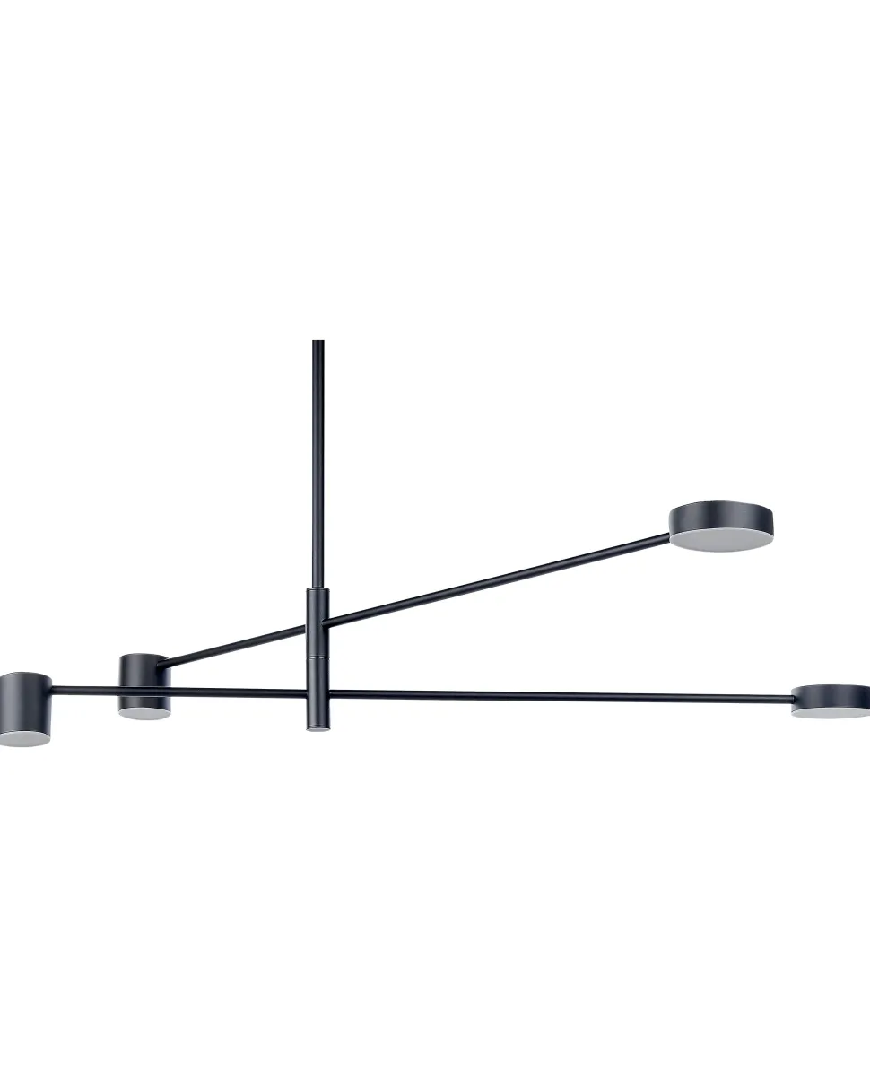 Candeeiro De Teto Com 4 Focos Em Metal Preto Bandon