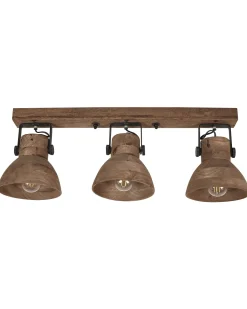 Candeeiro De Teto Com 3 Focos Em Madeira Escura Pennai