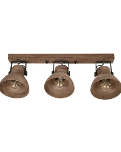 Candeeiro De Teto Com 3 Focos Em Madeira Escura Pennai