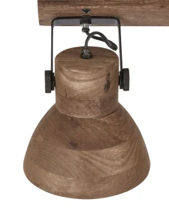 Candeeiro De Teto Com 3 Focos Em Madeira Escura Pennai