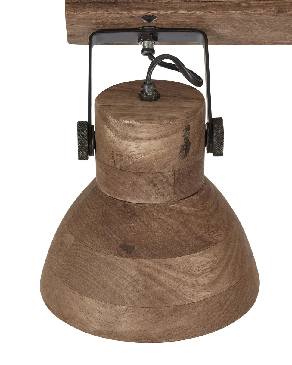 Candeeiro De Teto Com 3 Focos Em Madeira Escura Pennai