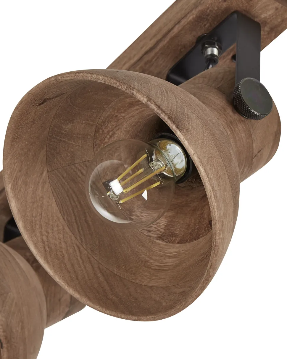 Candeeiro De Teto Com 3 Focos Em Madeira Escura Pennai