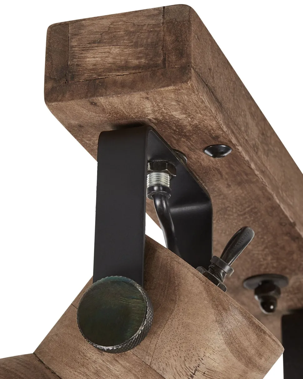 Candeeiro De Teto Com 3 Focos Em Madeira Escura Pennai