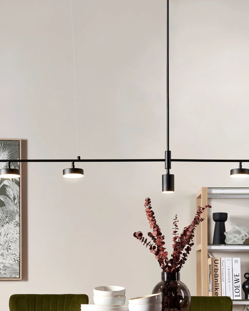 Candeeiro De Teto Com 4 Focos Led Em Metal Preto Foyle