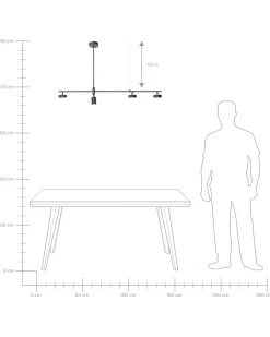 Candeeiro De Teto Com 4 Focos Led Em Metal Preto Foyle