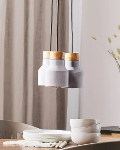 Candeeiro De Teto Com 3 Suportes De Lampada Cinzento E Castanho Claro Baht