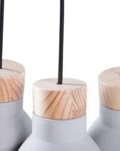 Candeeiro De Teto Com 3 Suportes De Lampada Cinzento E Castanho Claro Baht