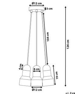 Candeeiro De Teto Com 3 Suportes De Lampada Cinzento E Castanho Claro Baht