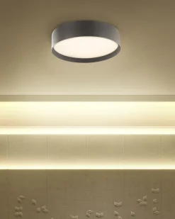 Candeeiro De Teto Com Led Em Metal Preto 45 Cm Moei