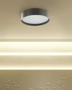 Candeeiro De Teto Com Led Em Metal Preto 45 Cm Moei