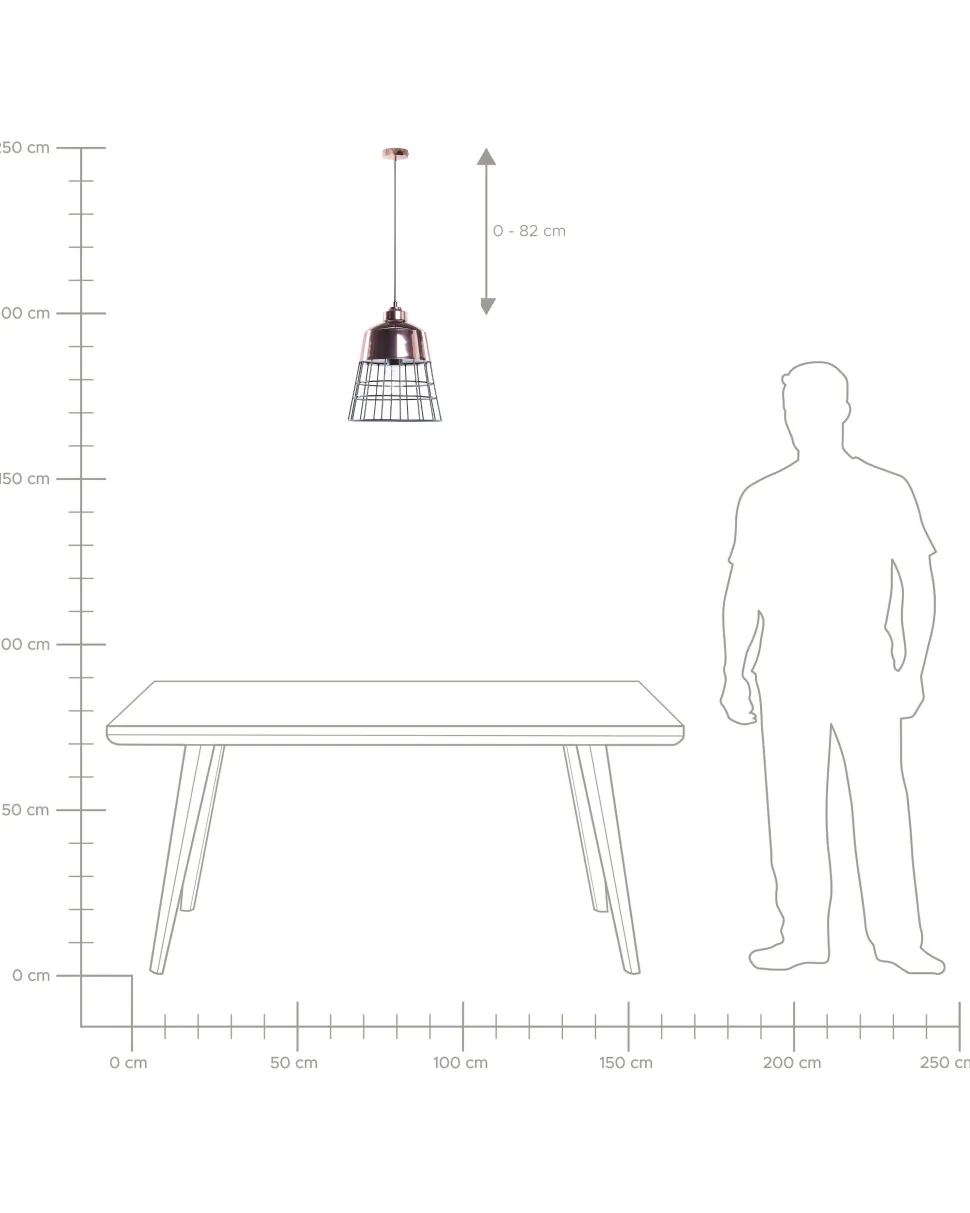 Candeeiro De Teto Cor De Cobre Com Aros Pretos Monte
