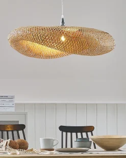 Candeeiro De Teto De Bambu Castanho Claro Boyne L