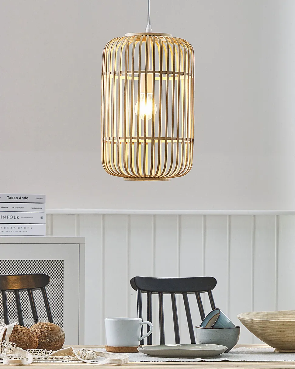 Candeeiro De Teto De Bambu Castanho Claro Aisne