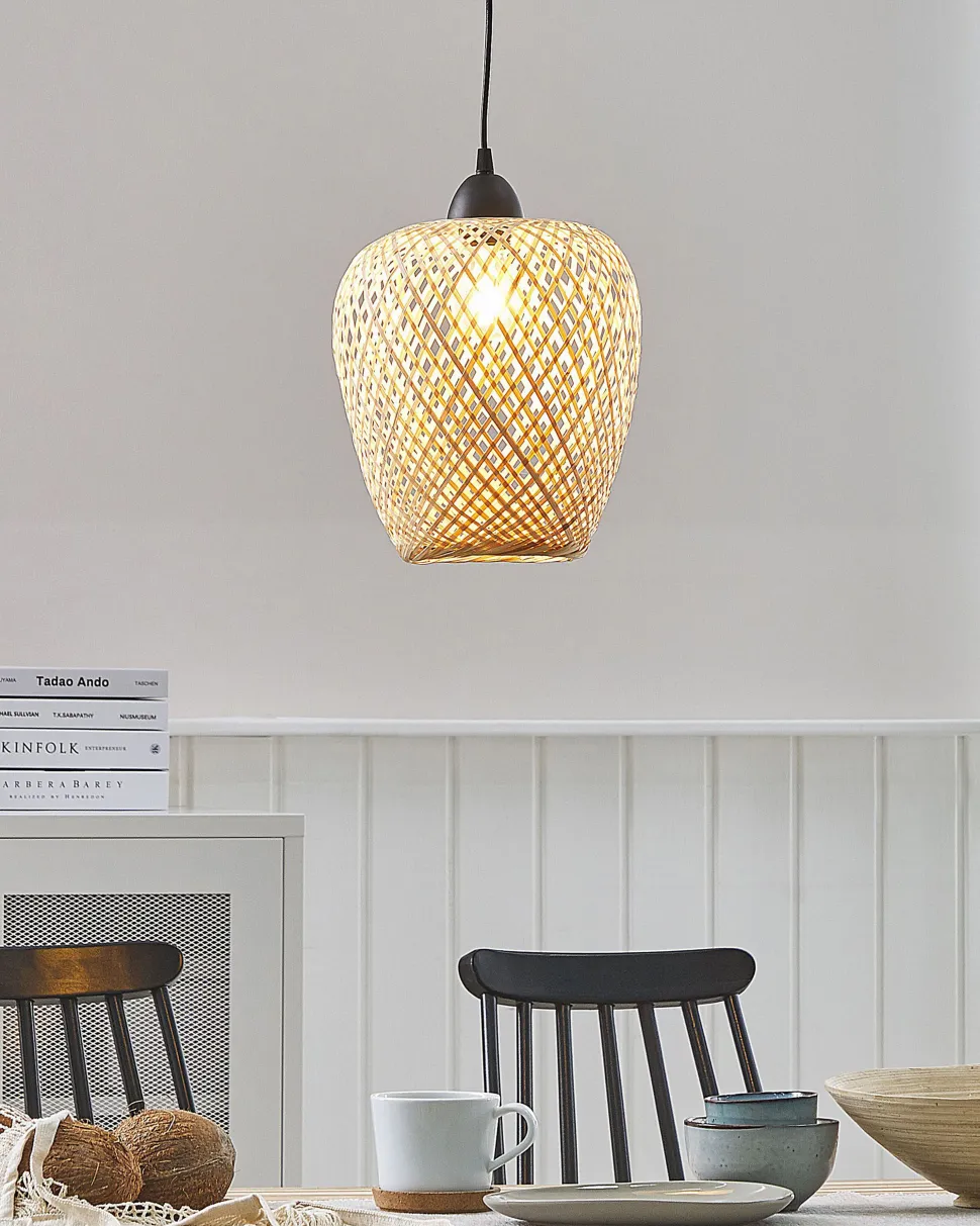 Candeeiro De Teto De Bambu Castanho Claro Bomu