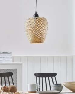 Candeeiro De Teto De Bambu Castanho Claro Bomu