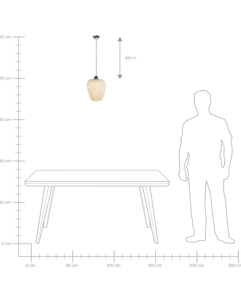 Candeeiro De Teto De Bambu Castanho Claro Bomu